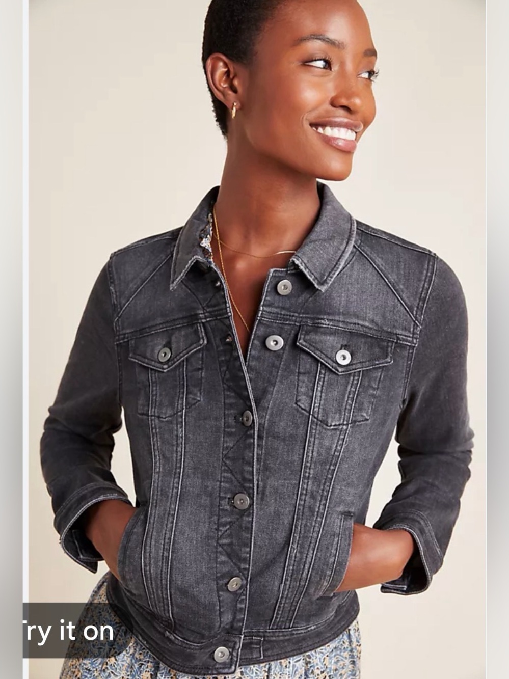 Anthropologie Pilcro Dark Gray Denim Jacket Sz M